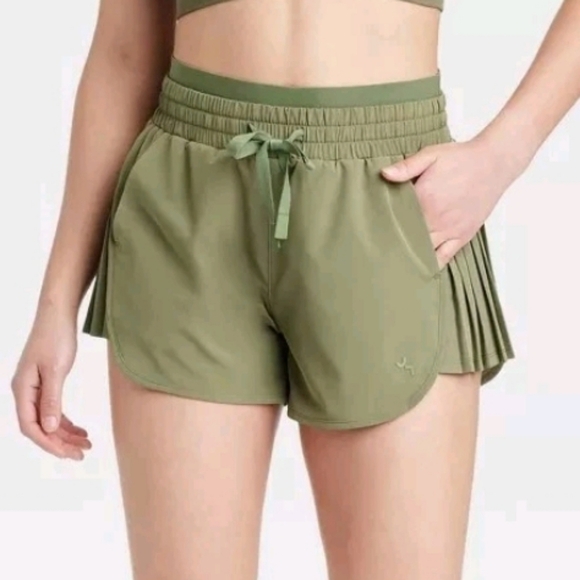 JoyLab Olive High Rise Pleated Side Women's Athletic Shorts 2.5 Size M - Picture 1 of 16